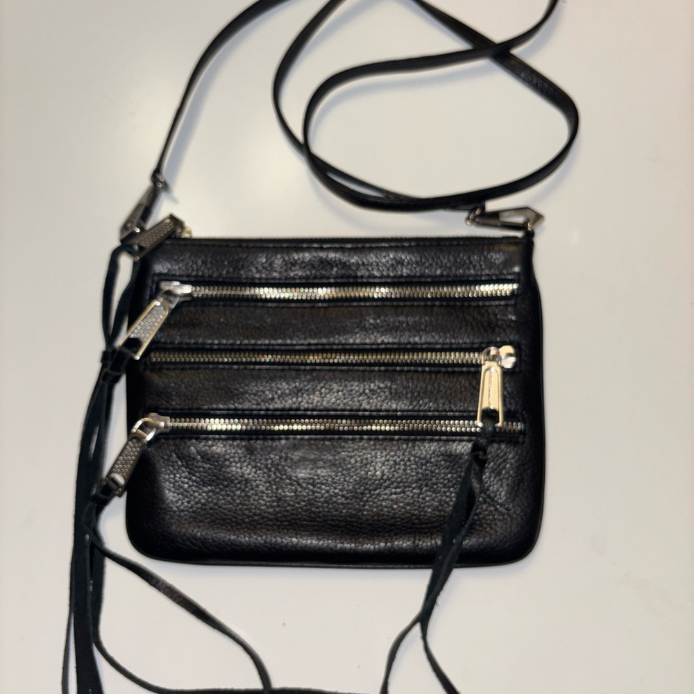 Rebecca Minkoff Black Leather Crossbody Bag Silver Hardware